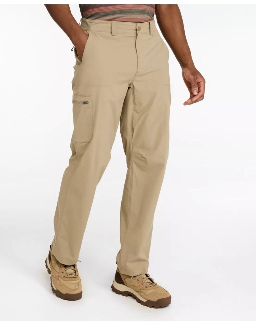 LL Bean Cresta Hiking Pants Cargo Zip Pockets Beige Khaki Mens 42x32